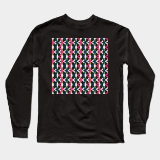 Azure blue, pink and dark blue retro geometrical semicircles pattern Long Sleeve T-Shirt